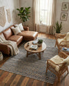 Osian Looms Collection Area Rug - Mumbai Rectangle Navy Blue  lifestyle 15
