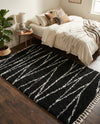 Tranquil Tides Shag Collection Area Rug -  Frost Rectangle Black and White  lifestyle 29