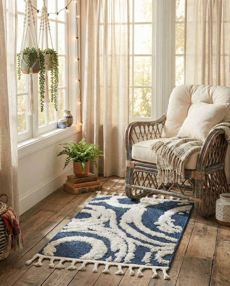 Sahara Chic Collection Area Rug -  Nubia Rectangle Blue  lifestyle 54