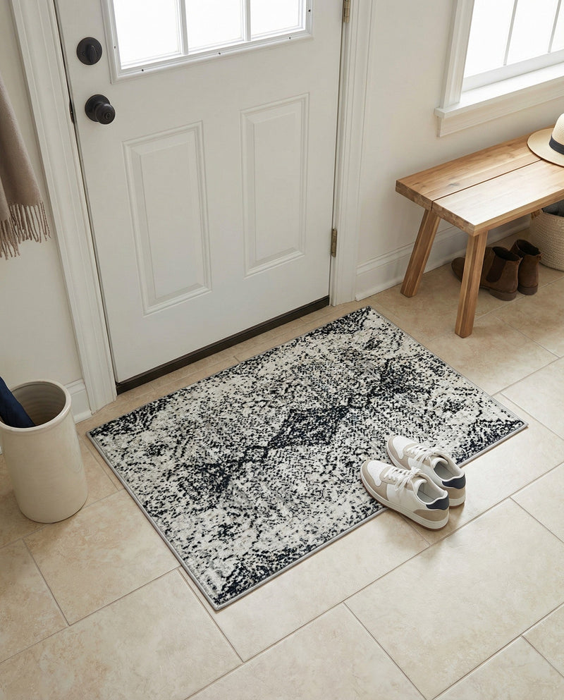 Aegean Elegance Washables Collection Area Rug -  Naxos Rectangle Black and White  lifestyle 37