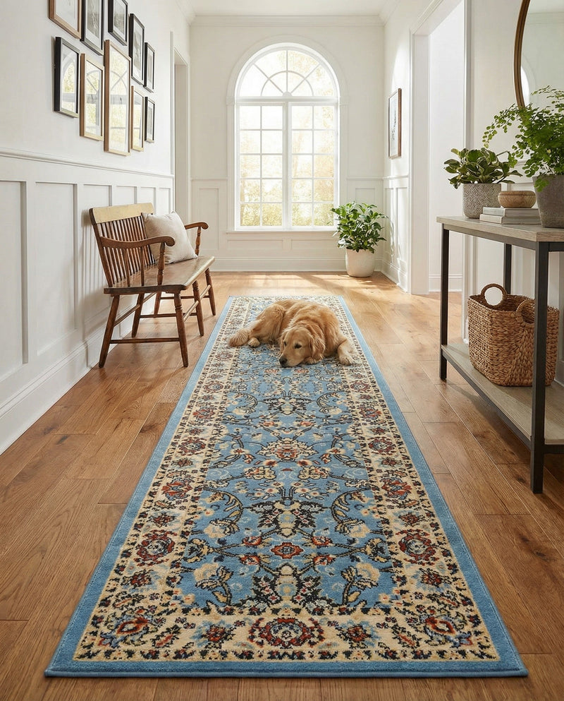 Isfahan Elegance Collection Area Rug - Naghsh-e Jahan (Light Blue) Runner Light Blue  lifestyle 76