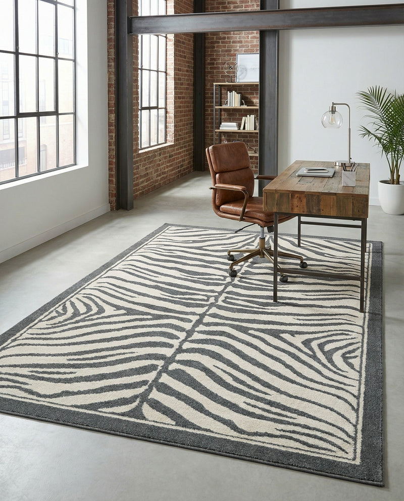 Savannah Sojourn Collection Area Rug -  Kalahari Rectangle Gray and Ivory  lifestyle 30
