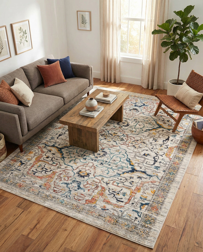 Seville Stripes Collection Area Rug -  Malaga (Ivory) Rectangle Ivory  lifestyle 17