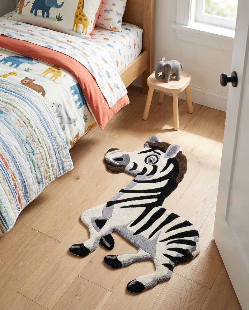 Whimsy Wonders Wool Collection Area Rug -  Marsh Rectangle White and Black  lifestyle 6