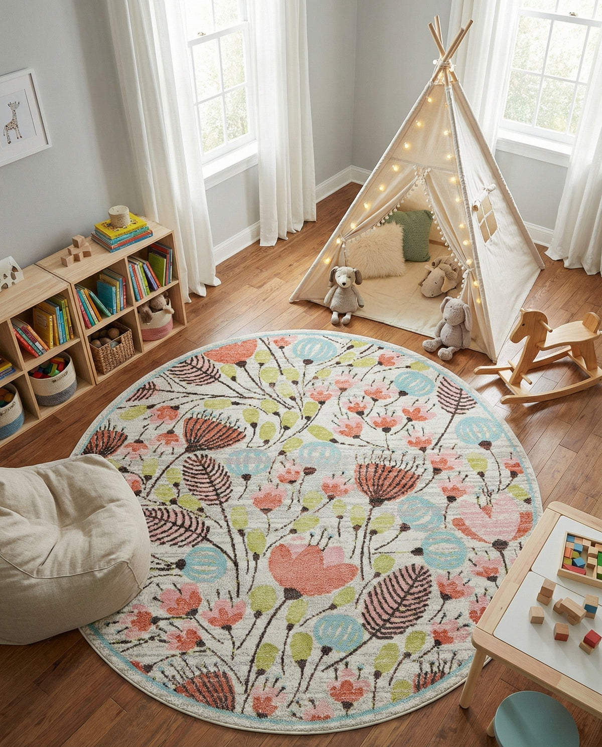 Wonder Tykes Collection Area Rug -  Fantasy Round Ivory  lifestyle 106