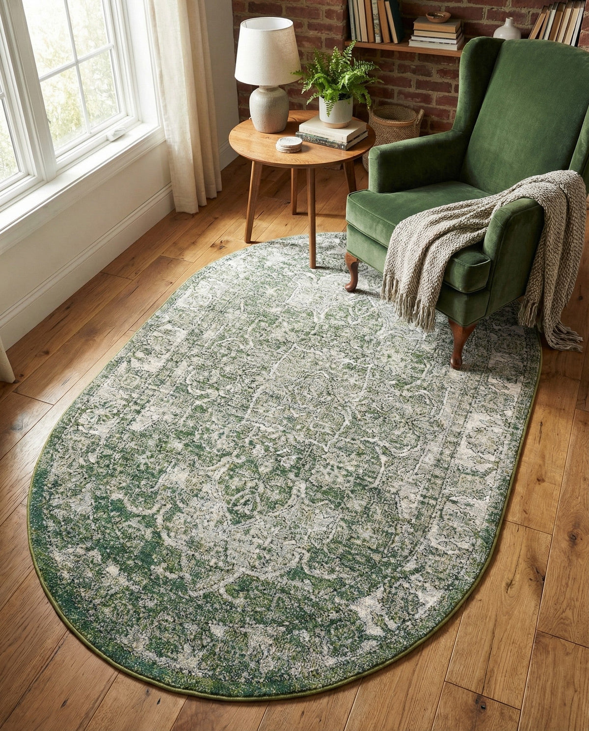 Savannah Soiree Collection Area Rug -  Everglade (Green) Oval Green  lifestyle 103