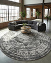 Riviera Elegance Collection Area Rug -  Menton (Gray) Round Gray  lifestyle 64