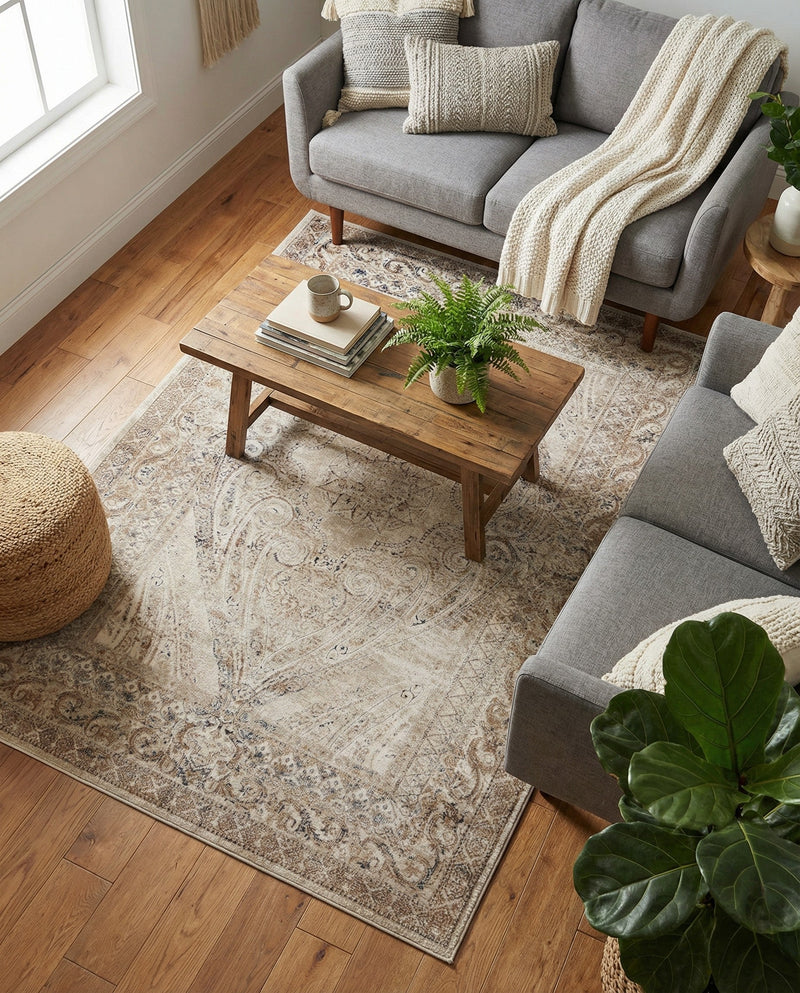Coastal Manor Collection Area Rug -  Seagrove Rectangle Beige  lifestyle 18