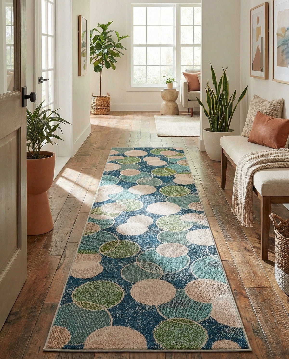 Chromatic Oasis Collection Area Rug -  Zephyr Runner Navy Blue  lifestyle 109