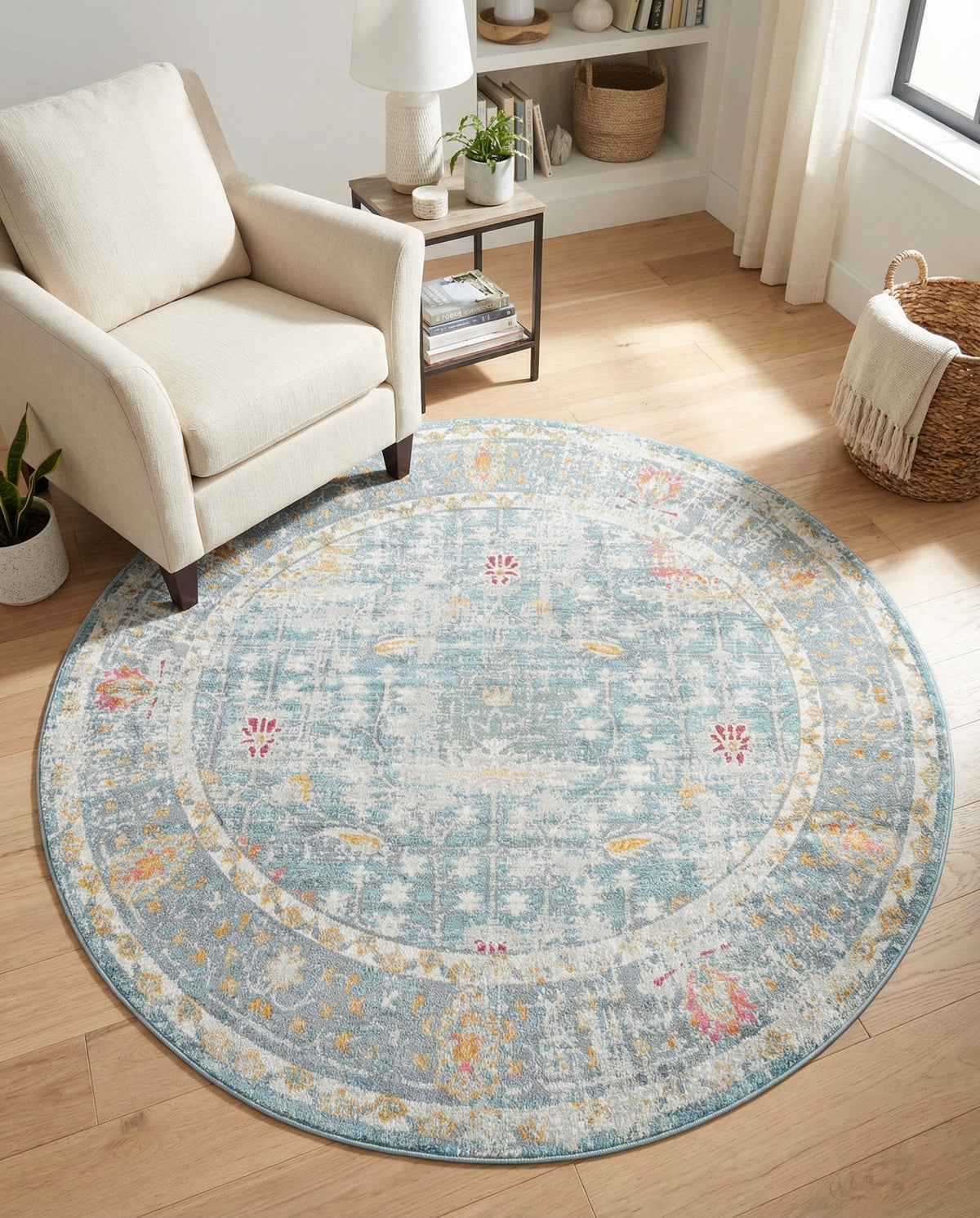 Arcadia Rugs Collection Area Rug -  Olympus Round Blue  lifestyle 130