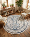 Savannah Elegance Collection Area Rug -  Tybee (Gray Blue) Round Gray Blue  lifestyle 41