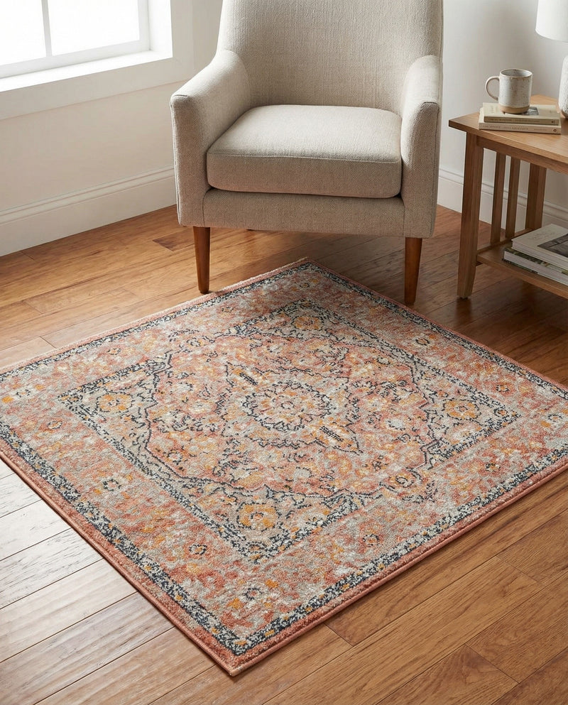 Seville Stripes Collection Area Rug - Cadiz (Brick Red) Square Brick Red  lifestyle 35