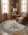 Savannah Sojourn Collection Area Rug -  Masai Round Gray and Ivory  lifestyle 50