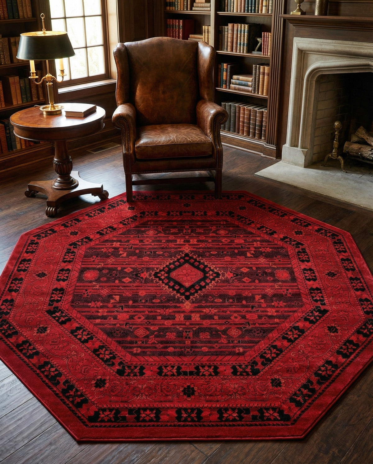 Samarkand Elegance Collection Area Rug -  Zarafshan Octagon Red  lifestyle 79
