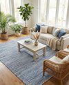 Zigzag Marina Collection Area Rug - HarborStripes Rectangle Denim  lifestyle 31