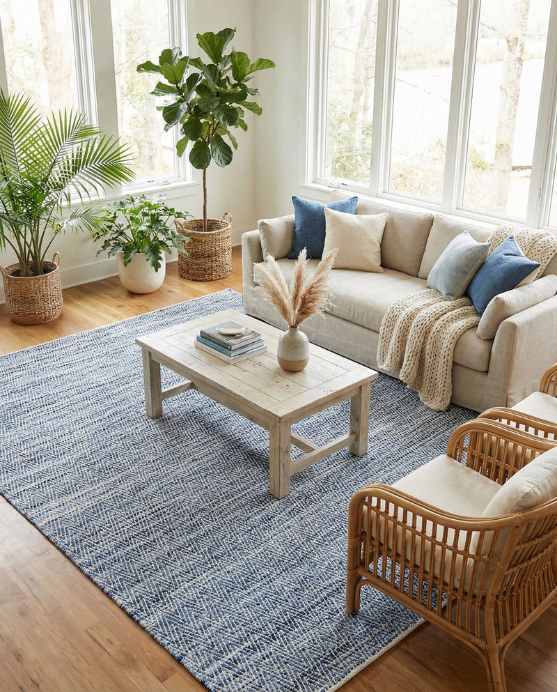 Zigzag Marina Collection Area Rug - HarborStripes Rectangle Denim  lifestyle 31