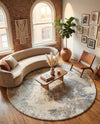 Cozy Haven Shag Collection Area Rug -  Tranquility (Khaki) Round Khaki  lifestyle 49