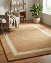 Savannah Borders Wool Collection Area Rug - Chatham Rectangle Latte Brown  lifestyle 64