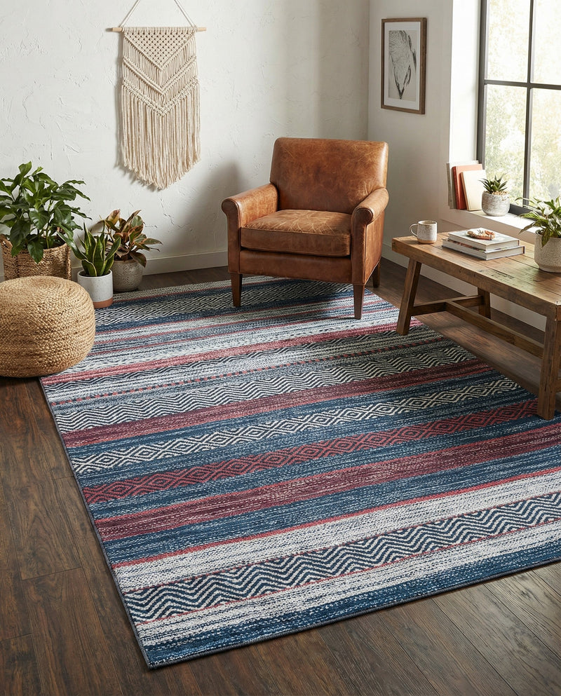 Laguna Sands Collection Area Rug -  Malibu Rectangle Navy Blue  lifestyle 17