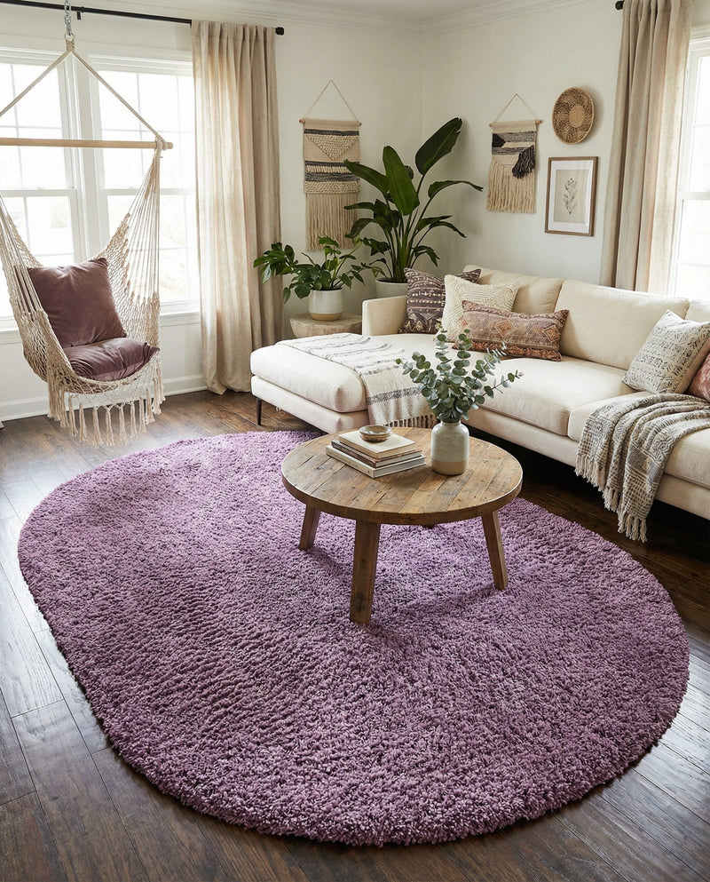 Plush Oasis Collection Area Rug - Serenity (Lilac) Oval Lilac  lifestyle 57
