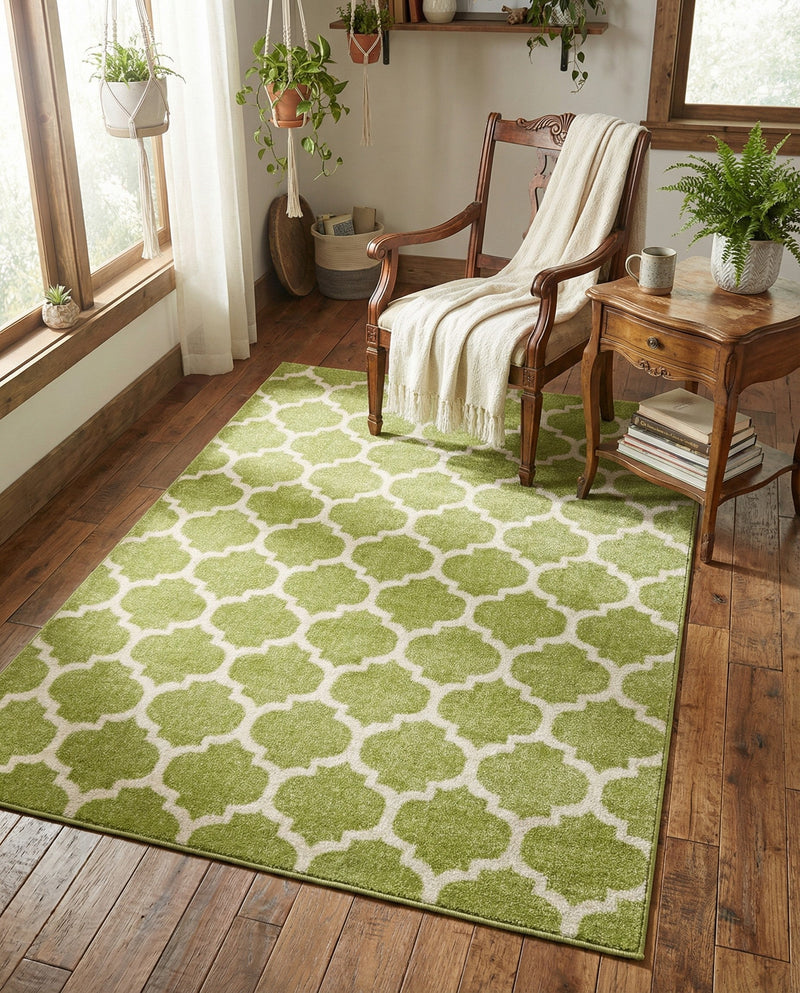 Lattice Gardens Collection Area Rug -  Bloomfield (Light Green) Rectangle Light Green  lifestyle 23