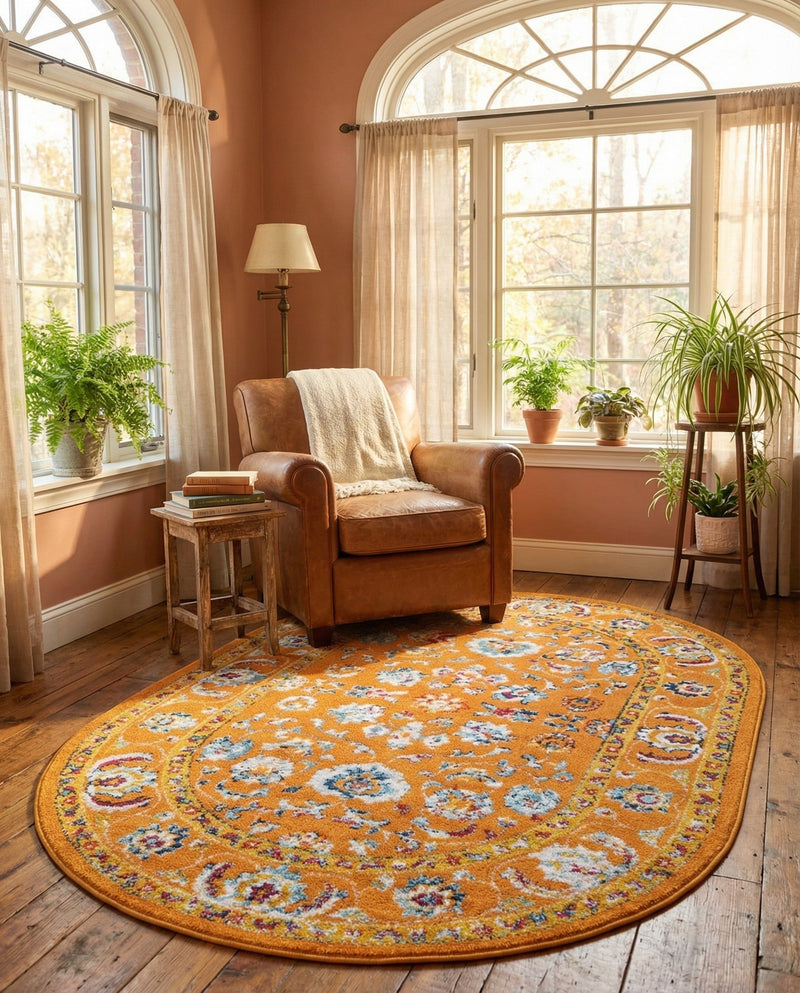 Adriana Terrace Collection Area Rug -  Positano (Orange) Oval Orange  lifestyle 56