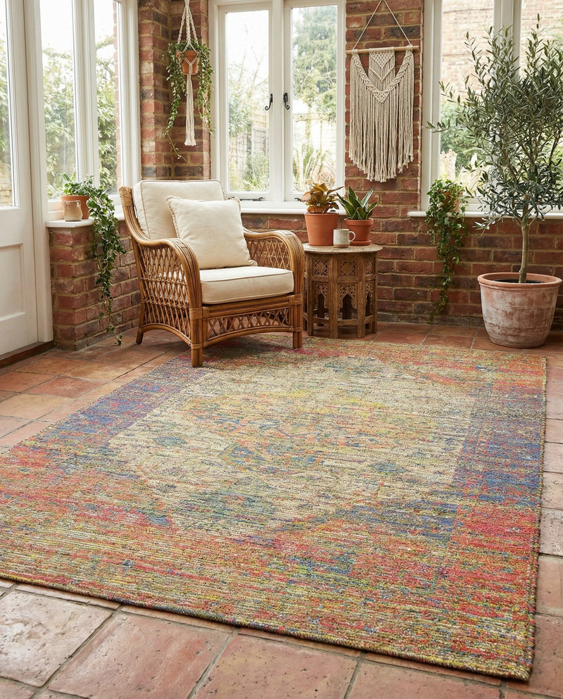 Savannah Threads Collection Area Rug - Sahara Rectangle Multi  lifestyle 39
