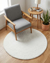 Solid Shag Seaside Collection Area Rug - Azure Cove (Snow White) Round Snow White  lifestyle 77