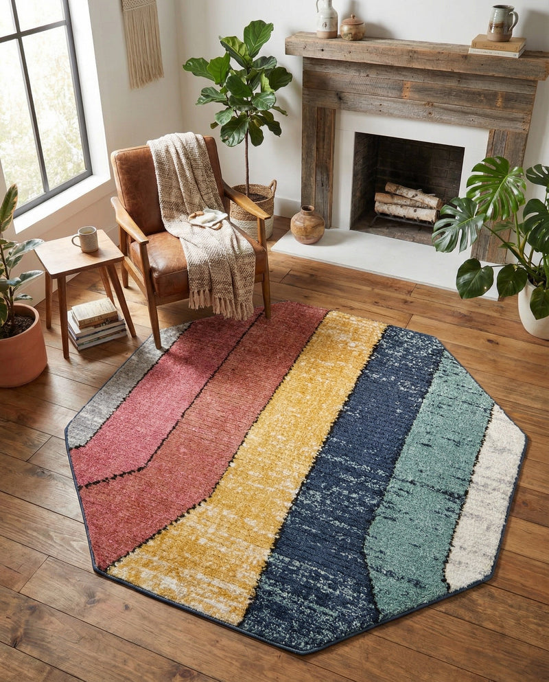 Marrakech Mosaic Collection Area Rug -  Agadir Octagon Multi  lifestyle 54