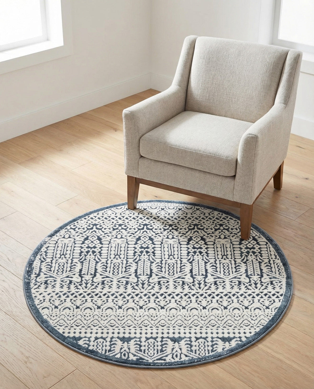 Metro Heights Collection Area Rug -  Chelsea Round Blue  lifestyle 103