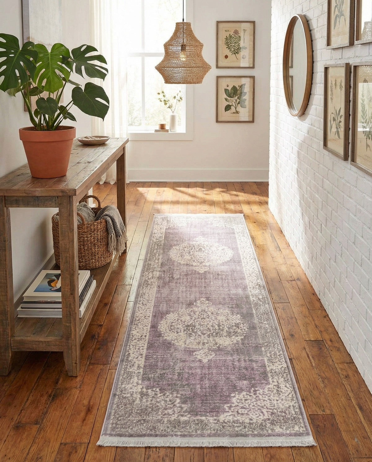Rustic Charm Revival Collection Area Rug -  Meadowland Runner Purple  lifestyle 117