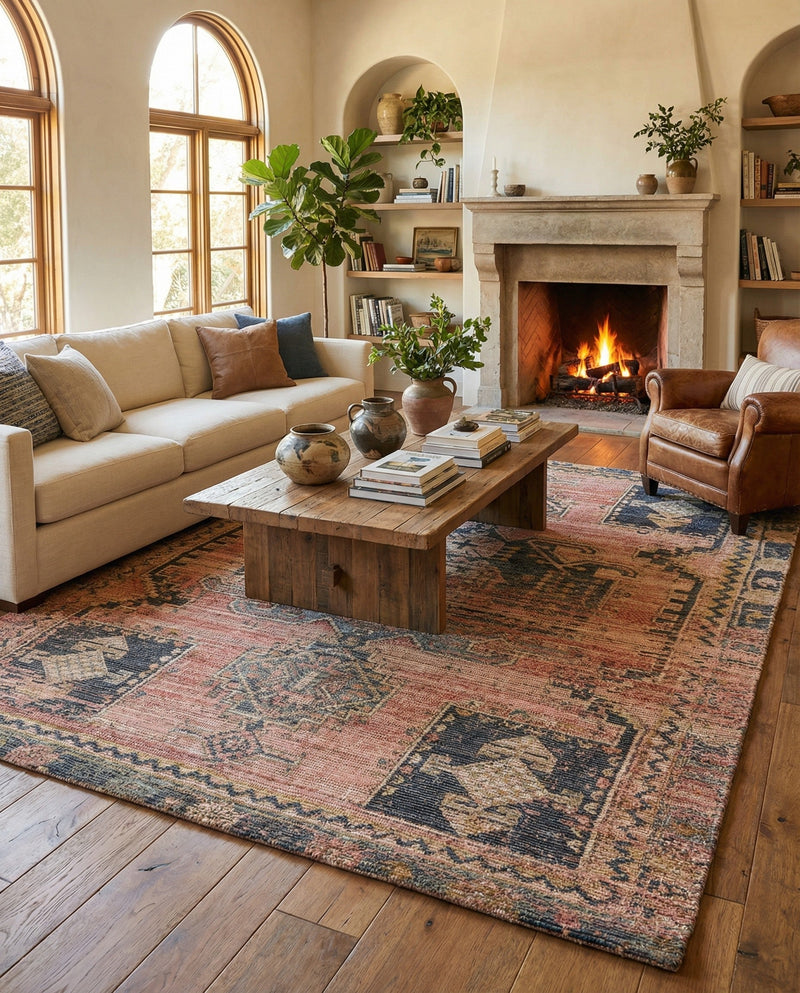 Savannah Threads Collection Area Rug -  Sonoran Rectangle Antique Red  lifestyle 14