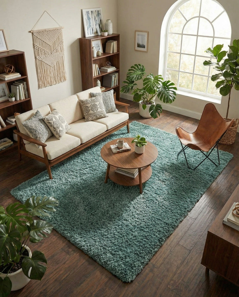 Eternal Plush Oasis Collection Area Rug -  Tranquility (Forest Green) Rectangle Forest Green  lifestyle 28
