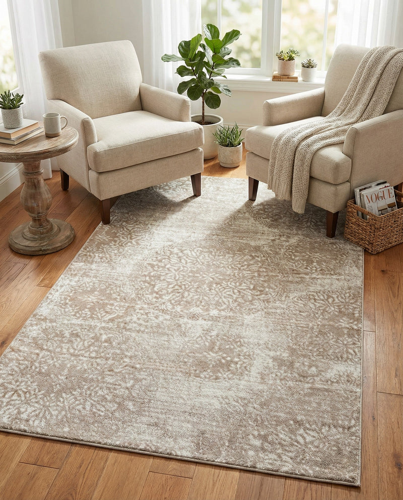 Riviera Elegance Collection Area Rug -  Monaco (Beige) Rectangle Beige  lifestyle 5