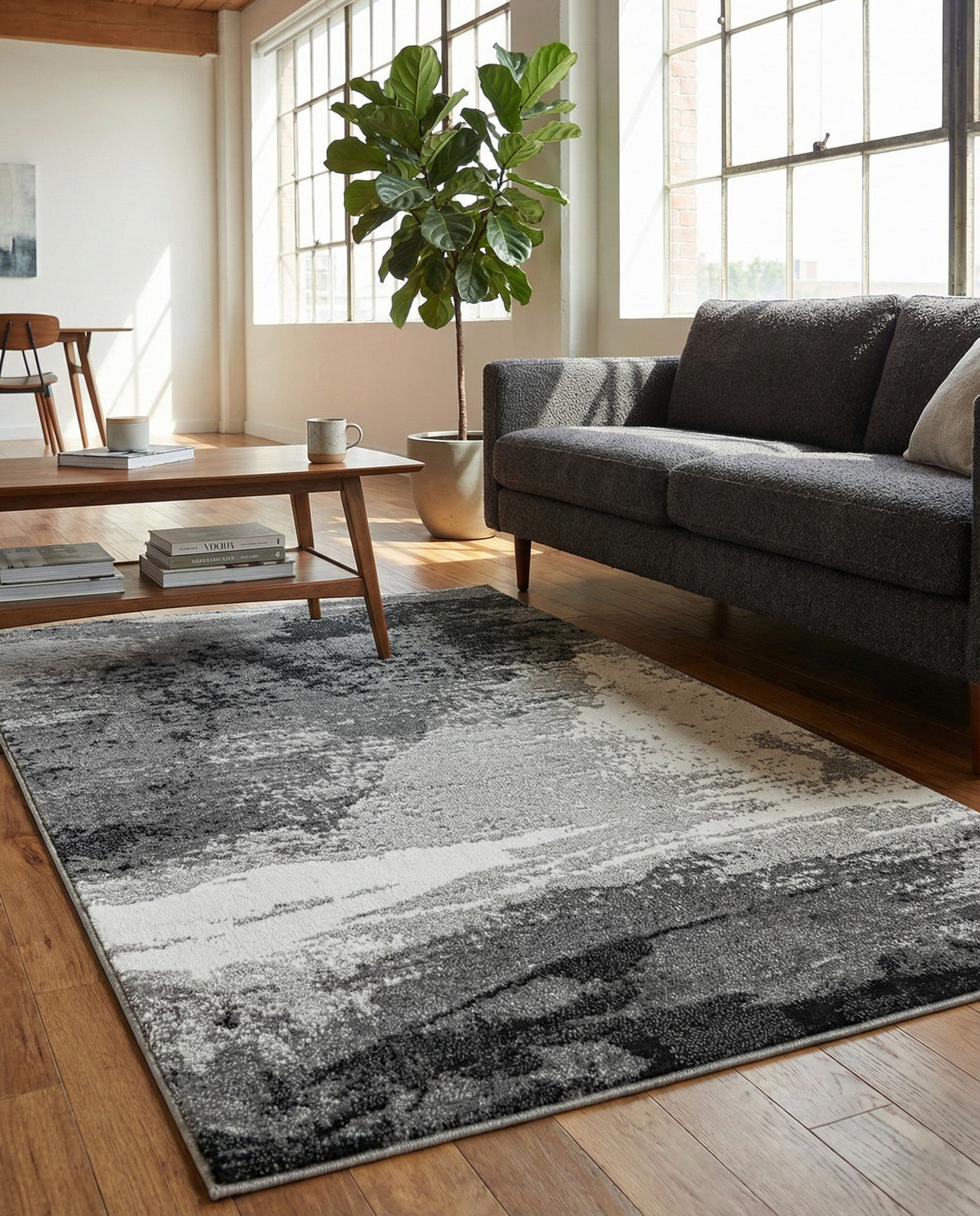 Copenhagen Edge Collection Area Rug - Nyhavn Rectangle Black  lifestyle 73