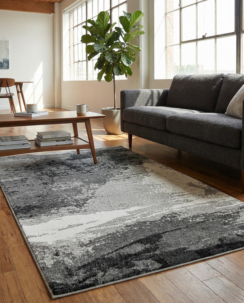 Copenhagen Edge Collection Area Rug - Nyhavn Rectangle Black  lifestyle 73