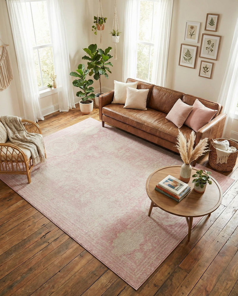 Dover Terrace Collection Area Rug -  Lagoon (Pink) Rectangle Pink  lifestyle 10