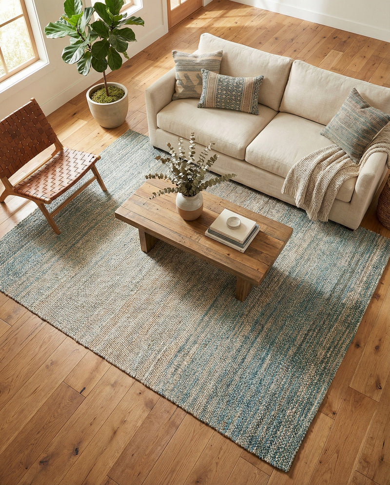 Savannah Threads Collection Area Rug -  Gobi Rectangle Ivory and Blue  lifestyle 35