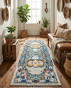Parisian Elegance Collection Area Rug - Versailles (Teal) Runner Teal  lifestyle 45