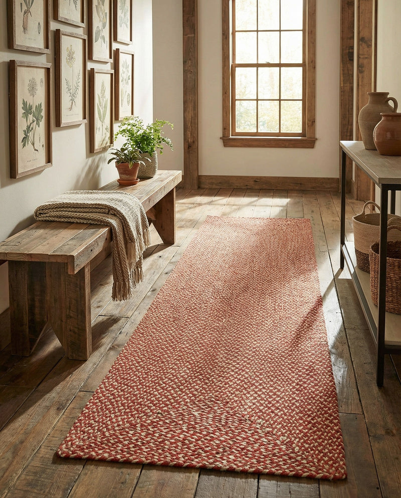 Highland Woven Jute Collection Area Rug - Glenmore (Rust Red) Runner Rust Red  lifestyle 49