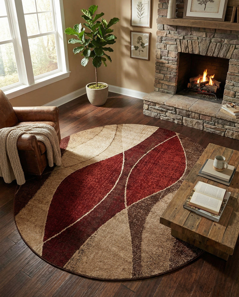 Autumn Meadow Collection Area Rug -  Emberglow Round Multi  lifestyle 59