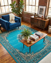 Tabriz Tapestry Collection Area Rug - Azerbaijan (Turquoise) Rectangle Turquoise  lifestyle 17
