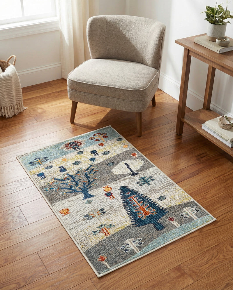 Colorburst Oasis Collection Area Rug -  Mosaic Rectangle Ivory Gray Blue  lifestyle 18