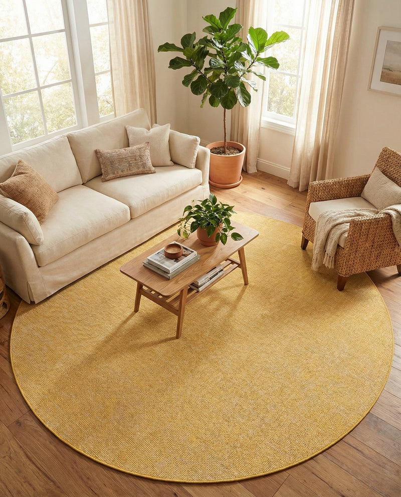 Seaside Serenity Collection Area Rug - Veranda (Corn Harvest Yellow) Round Corn Harvest Yellow  lifestyle 62