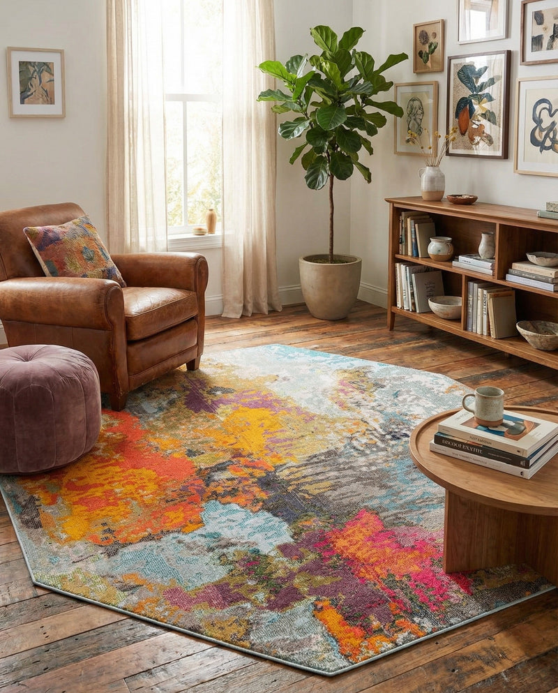 Colorburst Oasis Collection Area Rug -  Spectrum Octagon Multi  lifestyle 27