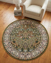 Persian Elegance Collection Area Rug -  Kerman (Green) Round Green  lifestyle 95