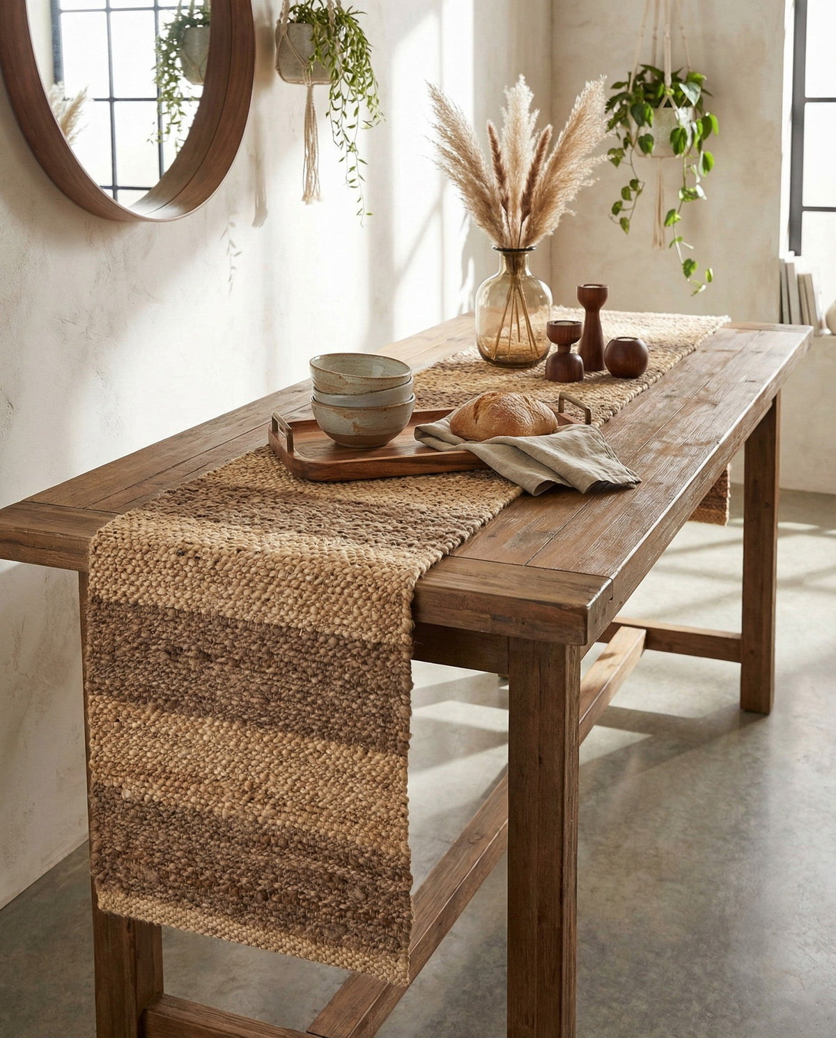 Woven Seaside Jute Collection Area Rug - Nantucket Table Runner Natural Ivory  lifestyle 165