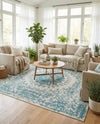 Patio Heritage Collection Area Rug -  Lafayette (Aqua) Square Aqua  lifestyle 71