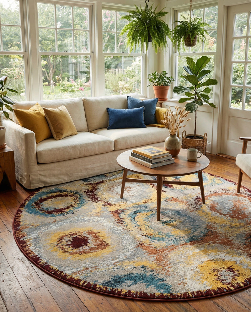 Aegean Elegance Washables Collection Area Rug -  Rhodes Round Multi  lifestyle 78