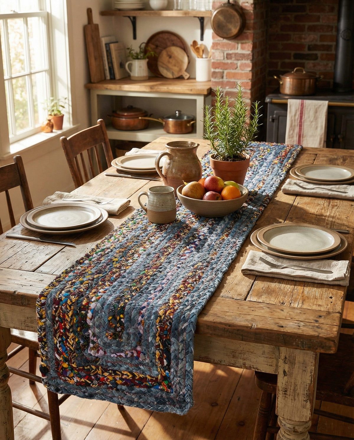 Woven Udaipur Collection Area Rug - Sahara Table Runner Blue and Multi  lifestyle 93